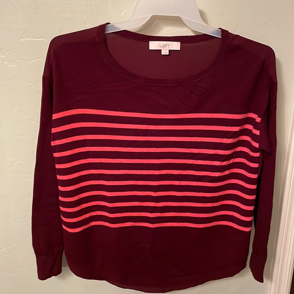 Loft long sleeve magenta/pink top, size M